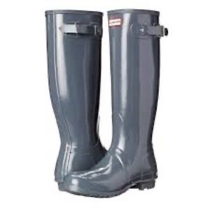 Grey tall Hunter rain boots